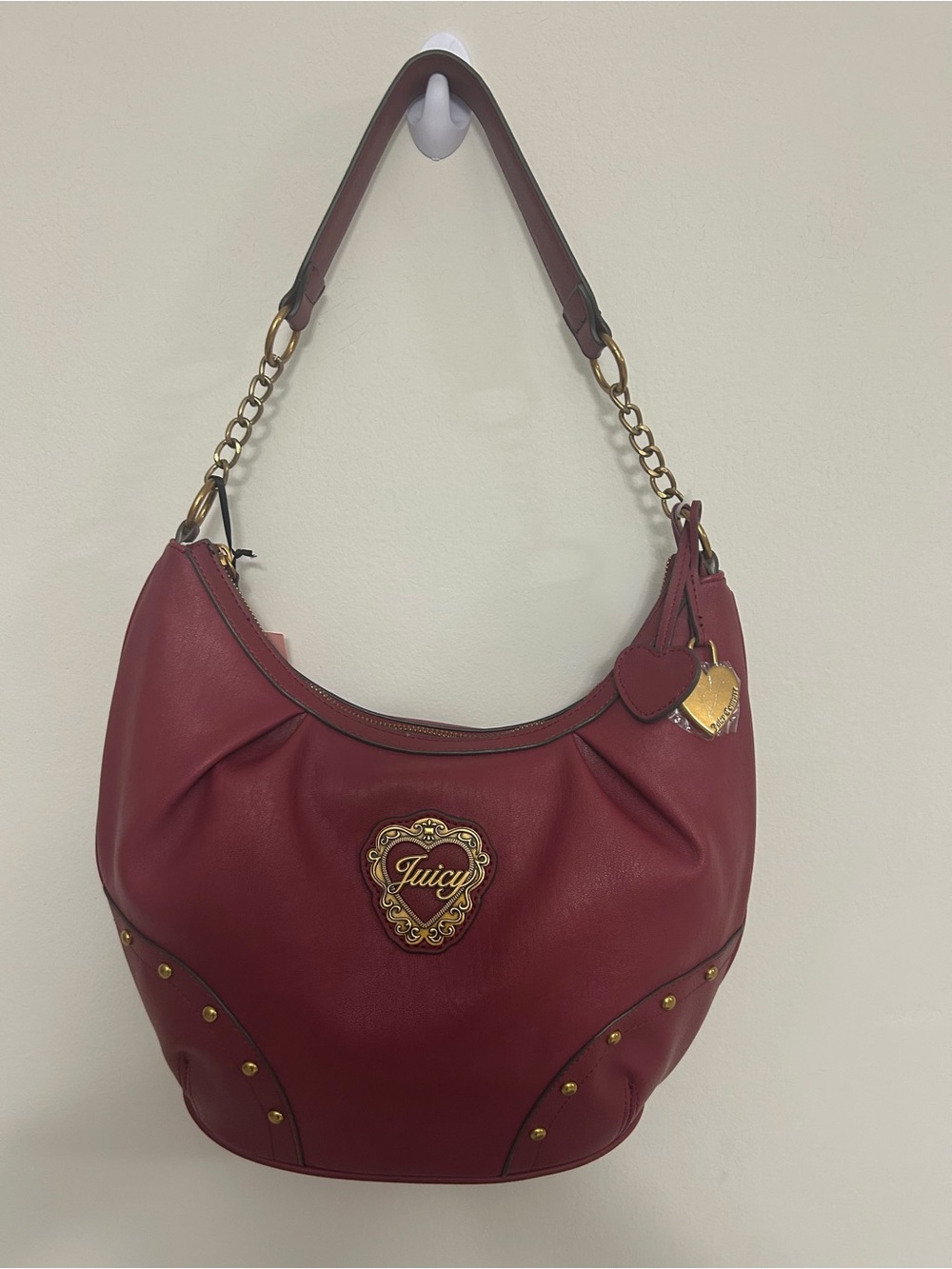 Juicy Couture Wine Red Hobo with Gold Hardware